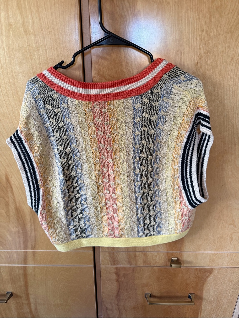 BDG Multicolor V-Neck Knit Sweater Vest - Coral, Yellow, Blue, Black, Cream - Picture 3 of 3